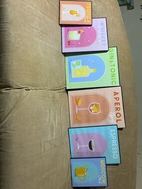 Set of 6 Colorful Cocktail Wall Art Prints